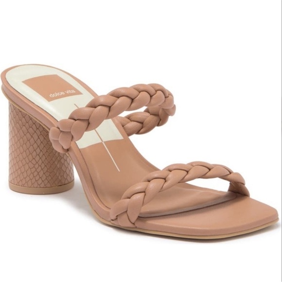 New Dolce Vita Nairi Braided Strappy Block Heel Sandal in Cafe Stella Neutral - Picture 8 of 8